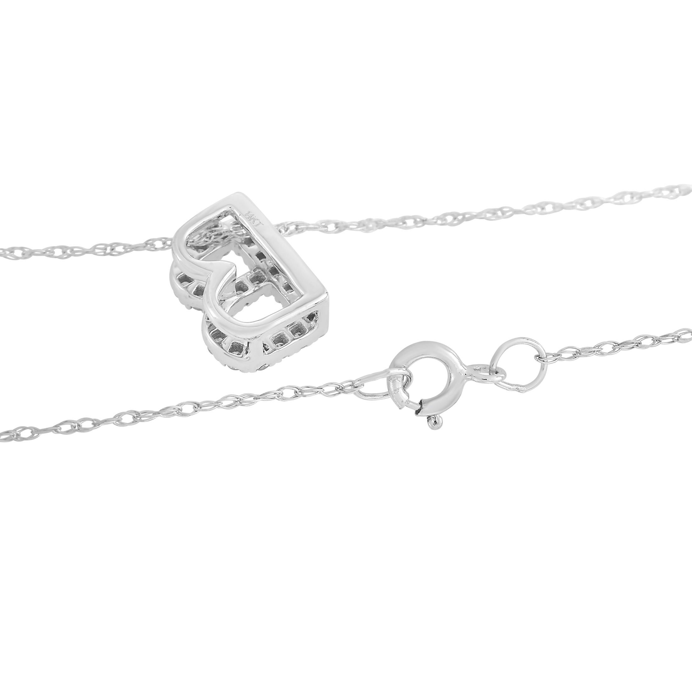 Round Cut LB Exclusive 14K White Gold 0.10 Ct Diamond Initial ‘B’ Necklace