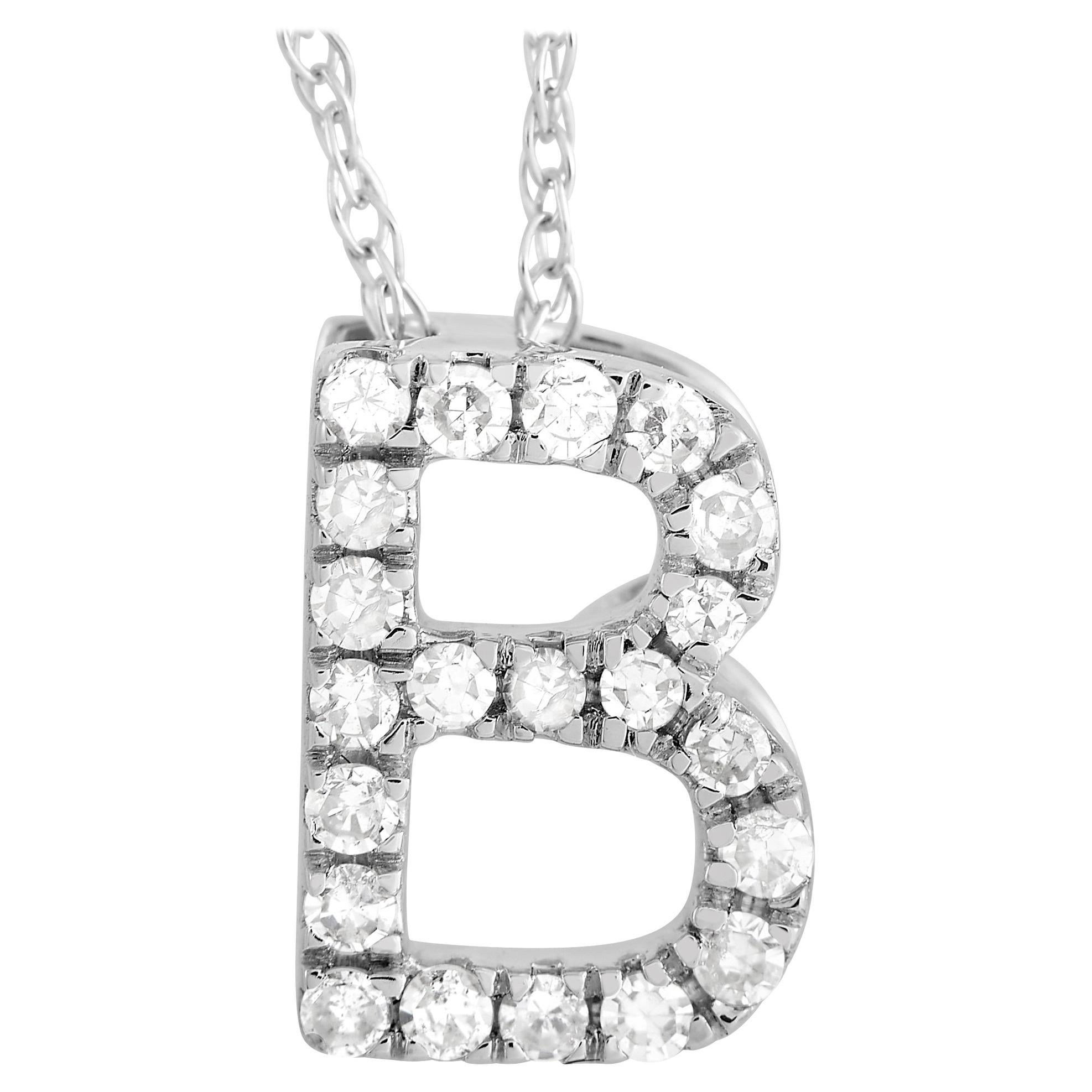 LB Exclusive 14K White Gold 0.10 Ct Diamond Initial ‘B’ Necklace