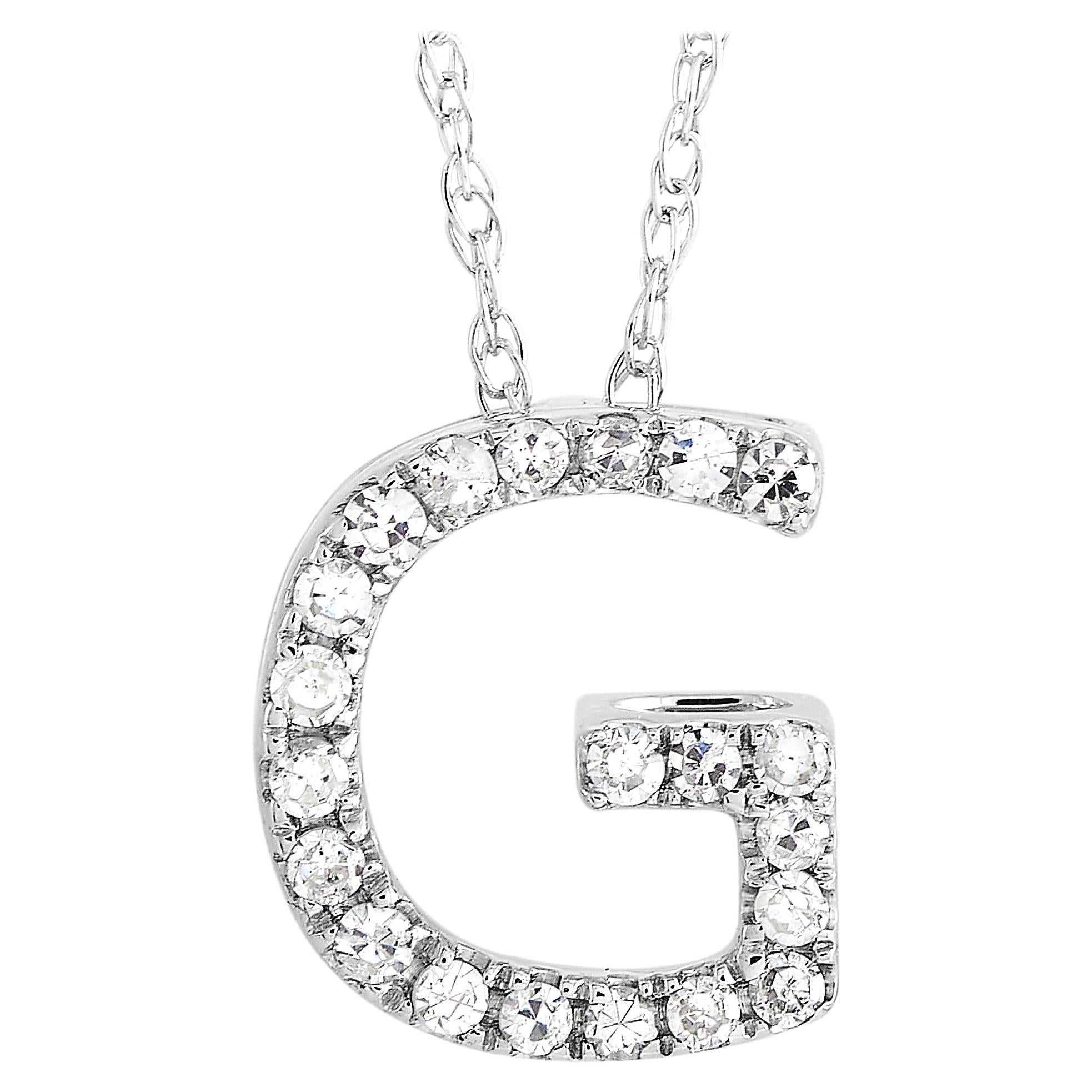 LB Exclusive 14K White Gold 0.10 Ct Diamond Initial ‘G’ Necklace