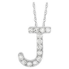 LB Exclusive 14K White Gold 0.10 Ct Diamond Initial ‘J’ Necklace