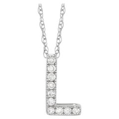 LB Exclusive 14k White Gold 0.10 Ct Diamond Initial ‘L’ Necklace
