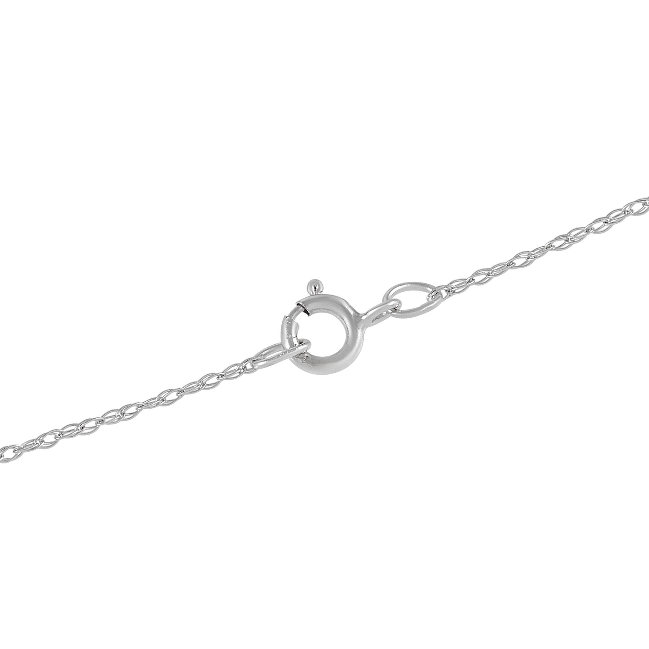 Round Cut LB Exclusive 14K White Gold 0.10 Ct Diamond Initial ‘N’ Necklace