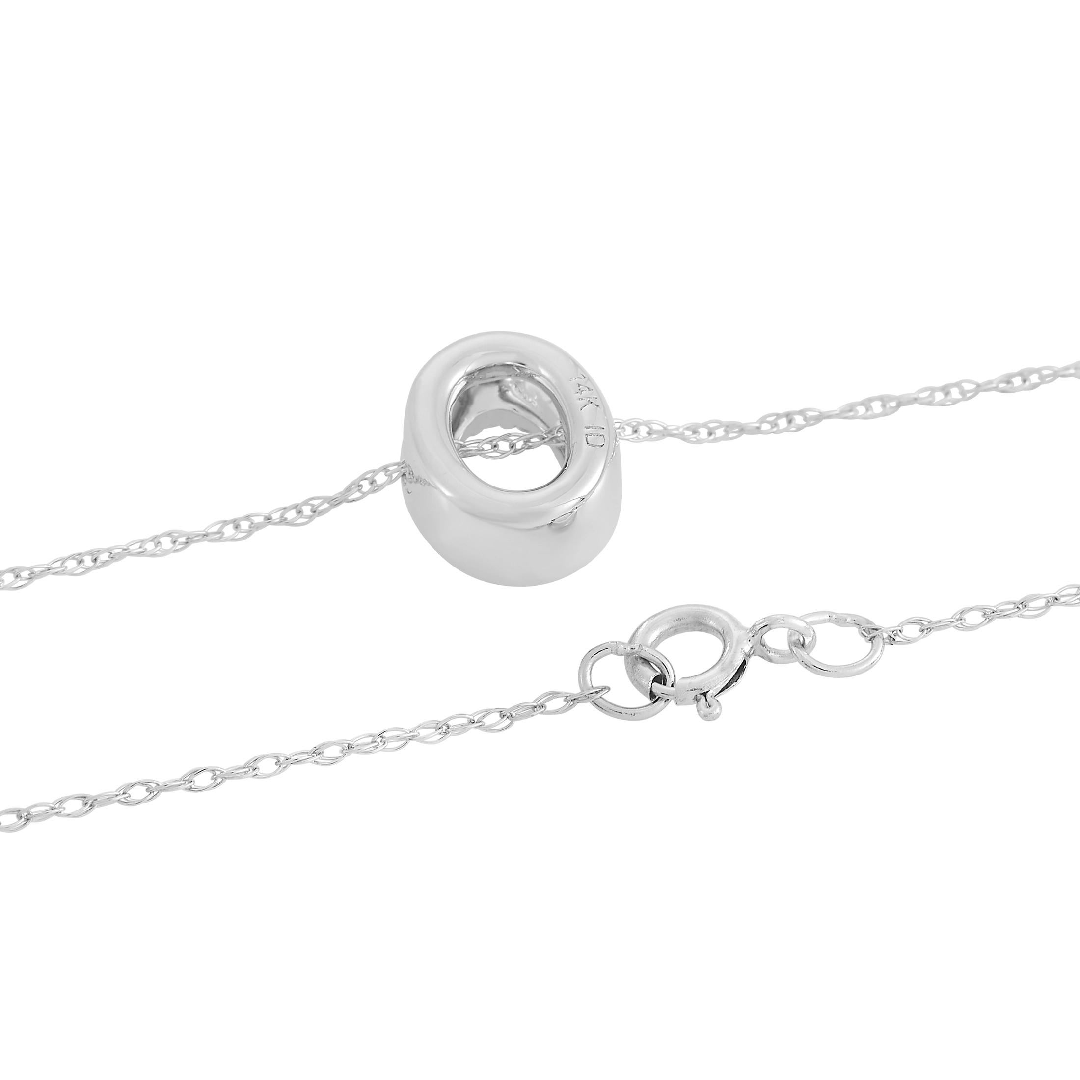 Round Cut LB Exclusive 14K White Gold 0.10 Ct Diamond Initial ‘O’ Necklace