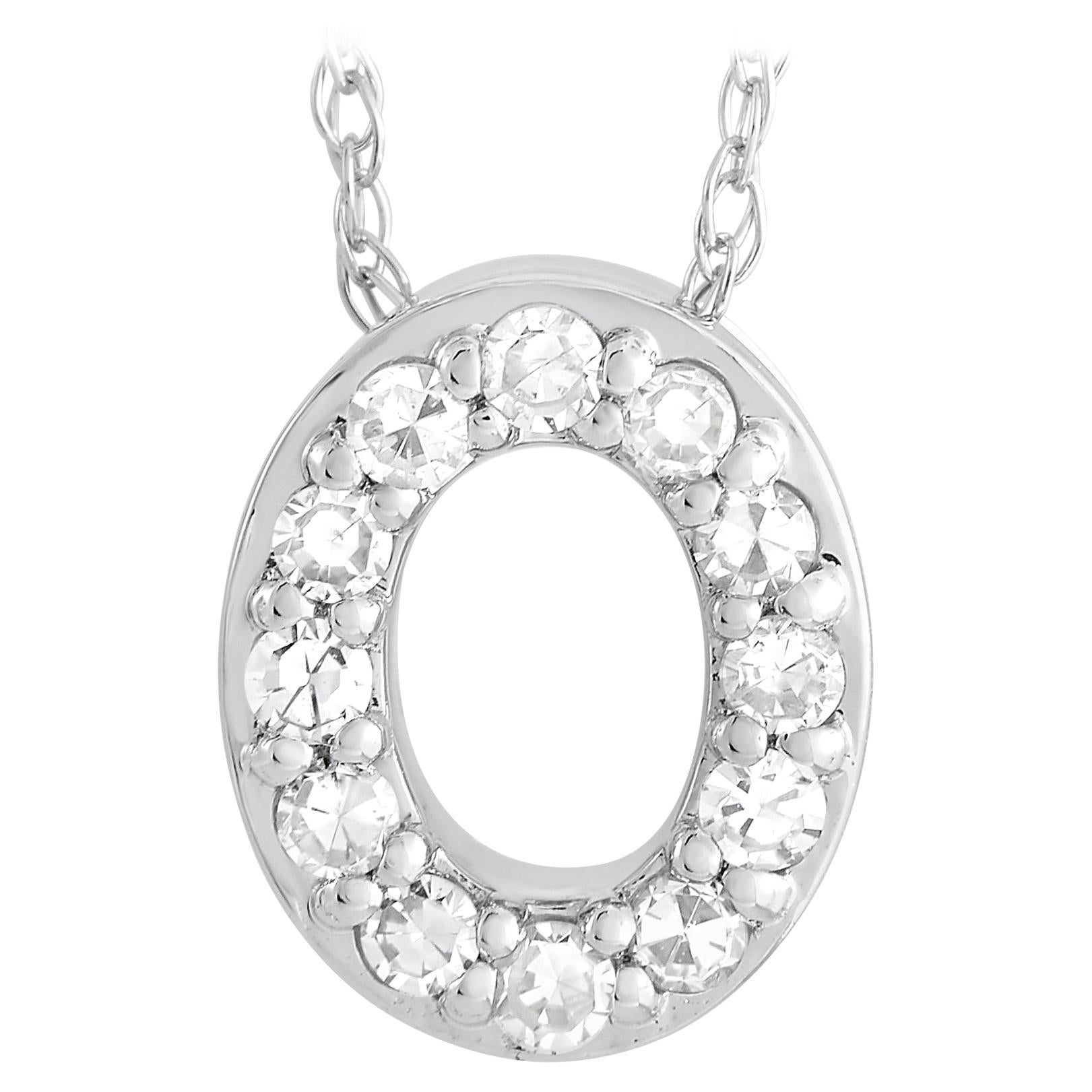 LB Exclusive 14K White Gold 0.10 Ct Diamond Initial ‘O’ Necklace
