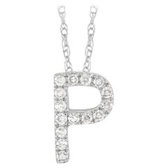 LB Exclusive 14K White Gold 0.10 Ct Diamond Initial ‘P’ Necklace