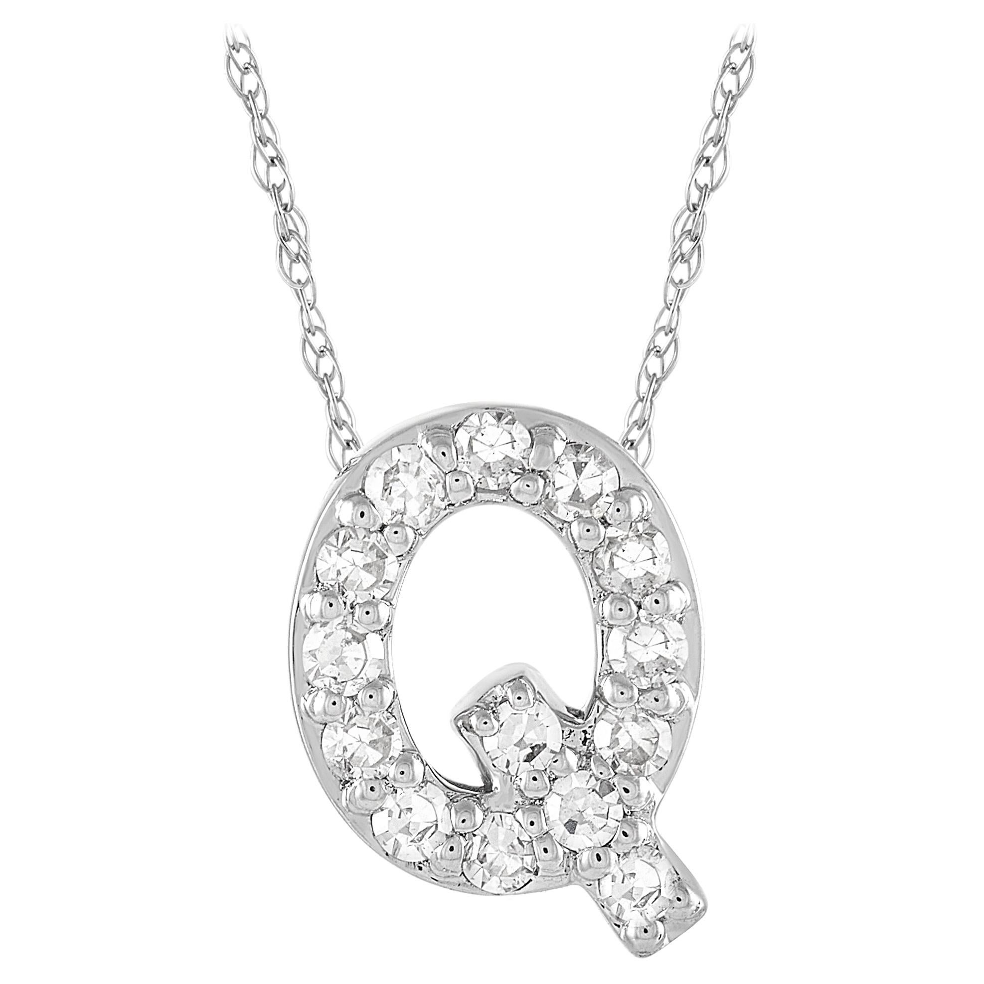 LB Exclusive 14K White Gold 0.10 Ct Diamond Initial ‘Q’ Necklace