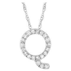 LB Exclusive Collier « Q » initial en or blanc 14 carats avec diamants de 0,10 carat