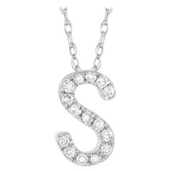 LB Exclusive 14K White Gold 0.10 Ct Diamond Initial ‘S’ Necklace