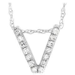 LB Exclusive 14K White Gold 0.10 ct Diamond Initial ‘V’ Necklace
