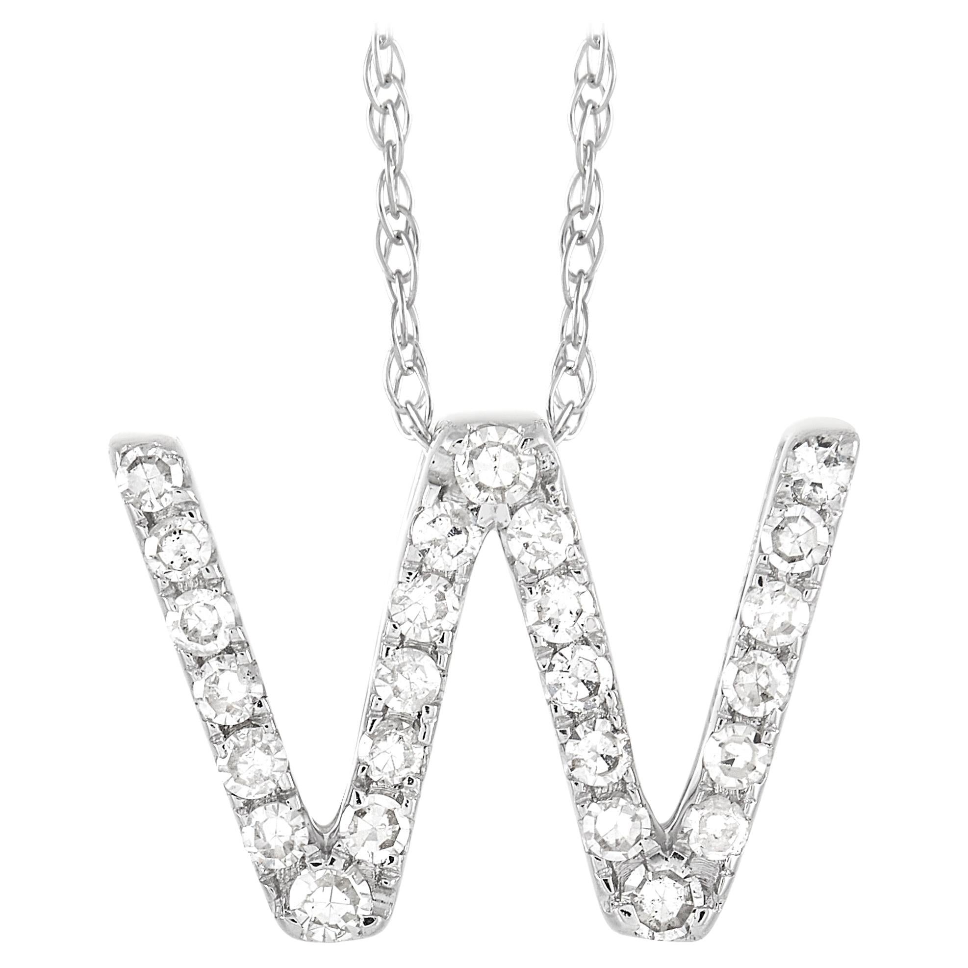 LB Exclusive 14K White Gold 0.10 Ct Diamond Initial ‘W’ Necklace