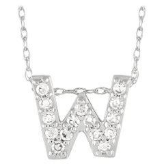 LB Exclusive 14K White Gold 0.10 Ct Diamond Initial ‘W’ Necklace