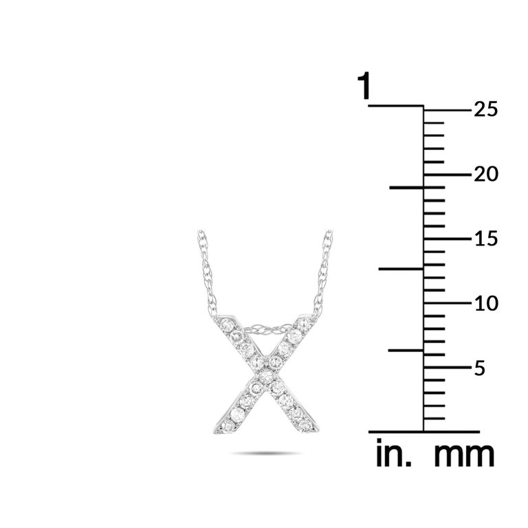 LB Exclusive 14K White Gold 0.10 Ct Diamond Initial ‘X’ Necklace For