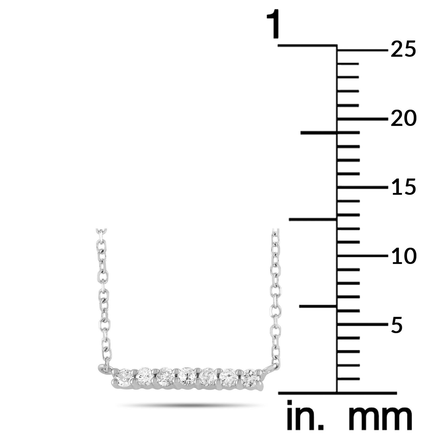 Round Cut LB Exclusive 14K White Gold 0.10 Ct Diamond Pendant Necklace For Sale