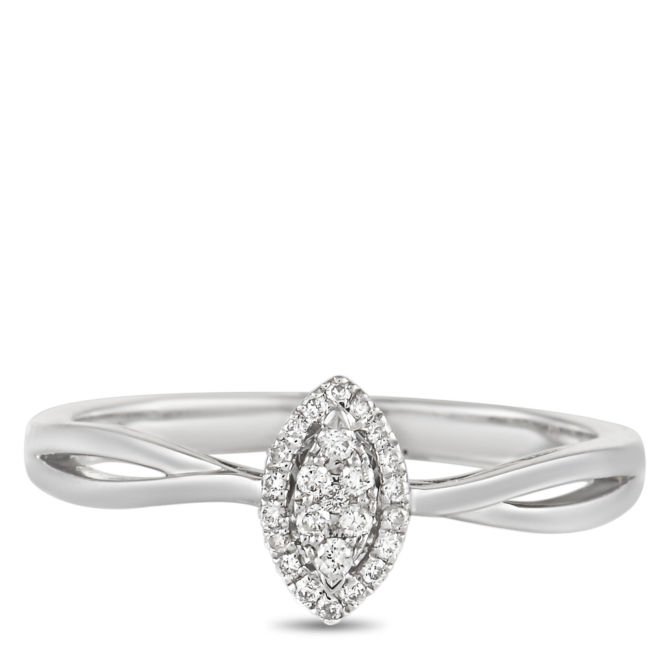 Taglio rotondo Anello con diamante da 0,10 carati in oro bianco 14K LB Exclusive in vendita