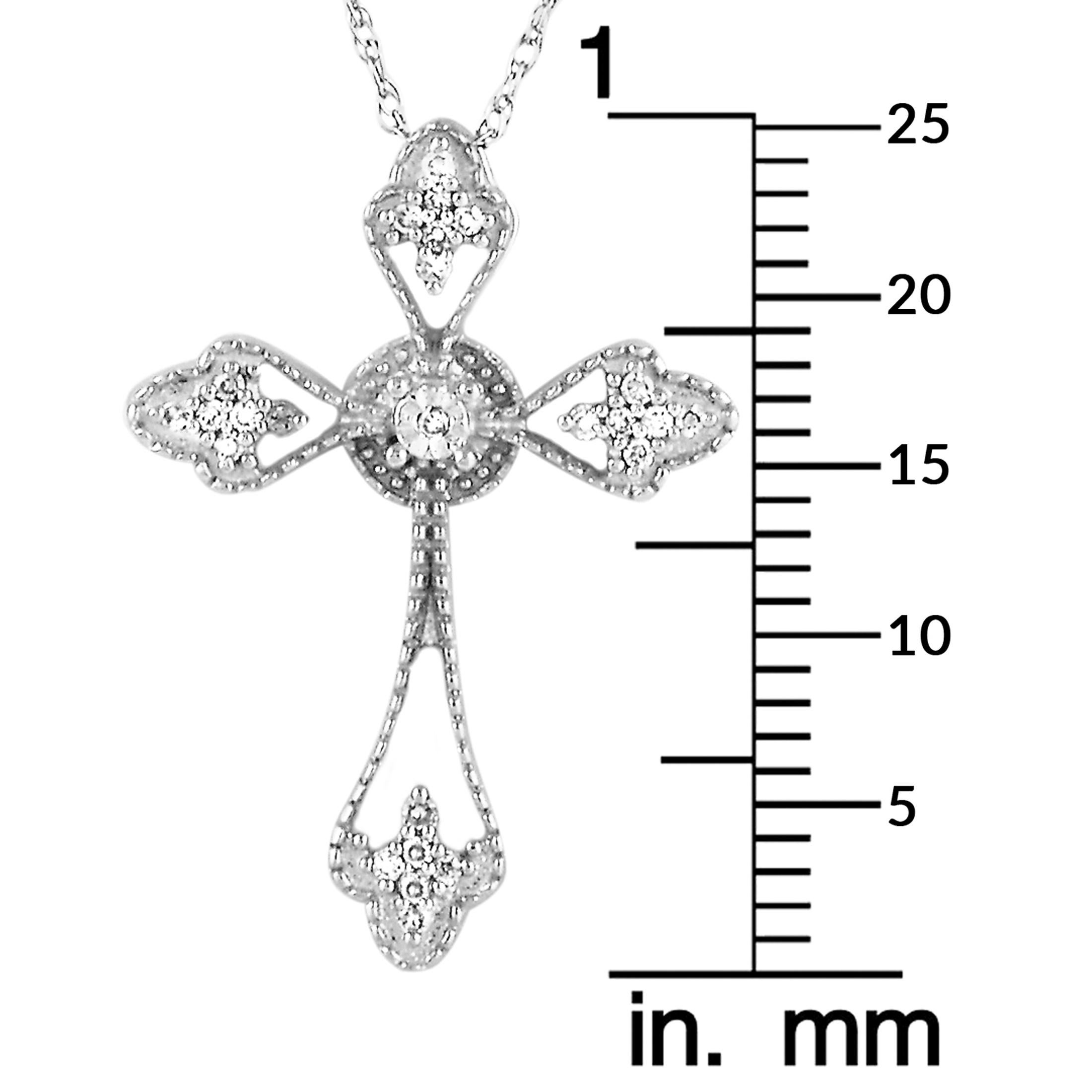 LB Exclusive 14 Karat White Gold 0.10 Carat Diamond Small Cross Pendant Necklace In New Condition In Southampton, PA
