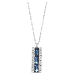 LB Exclusive 14K White Gold 0.10 Ct Diamond and Sapphire Necklace