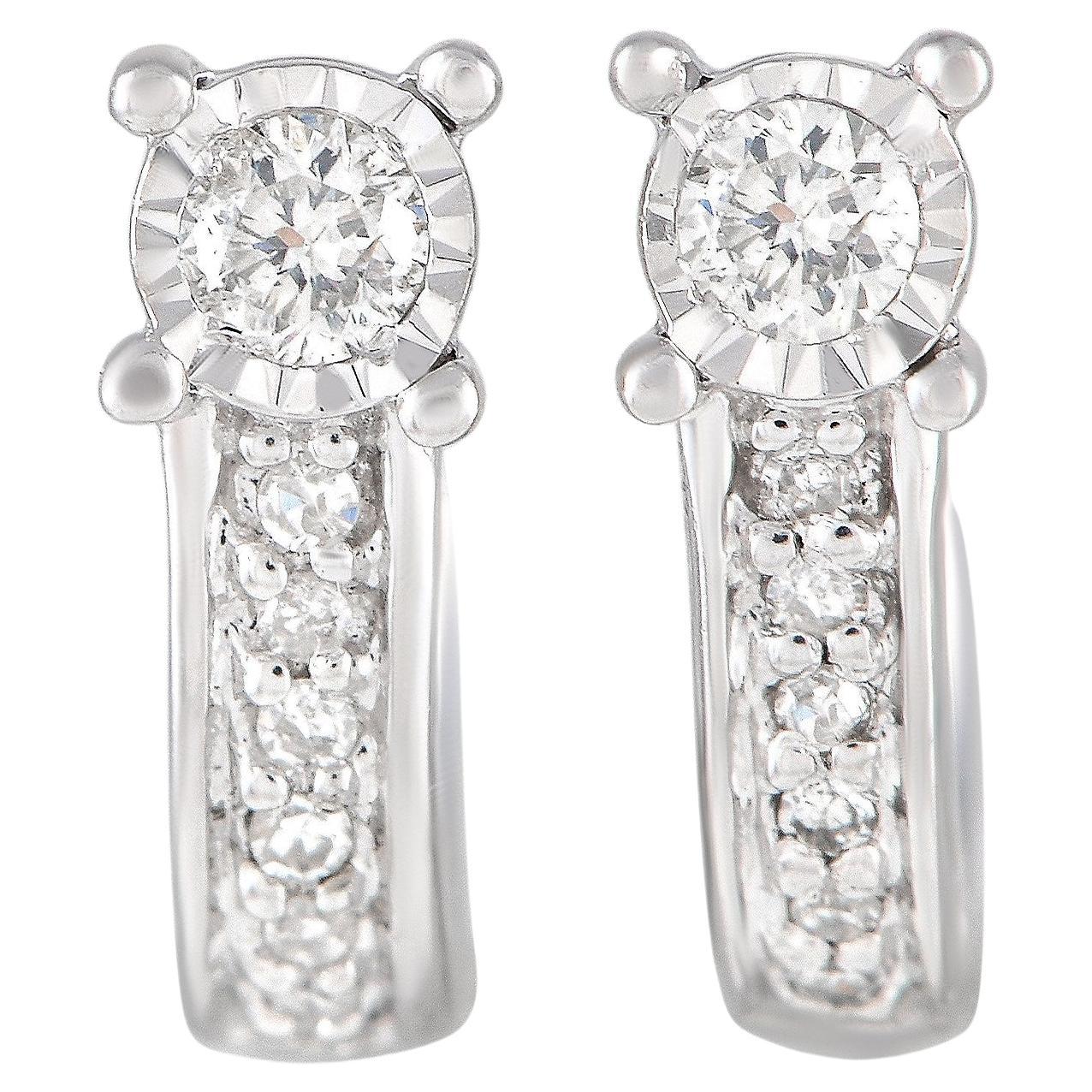 LB Exclusive 14K White Gold 0.10ct Diamond Earrings For Sale