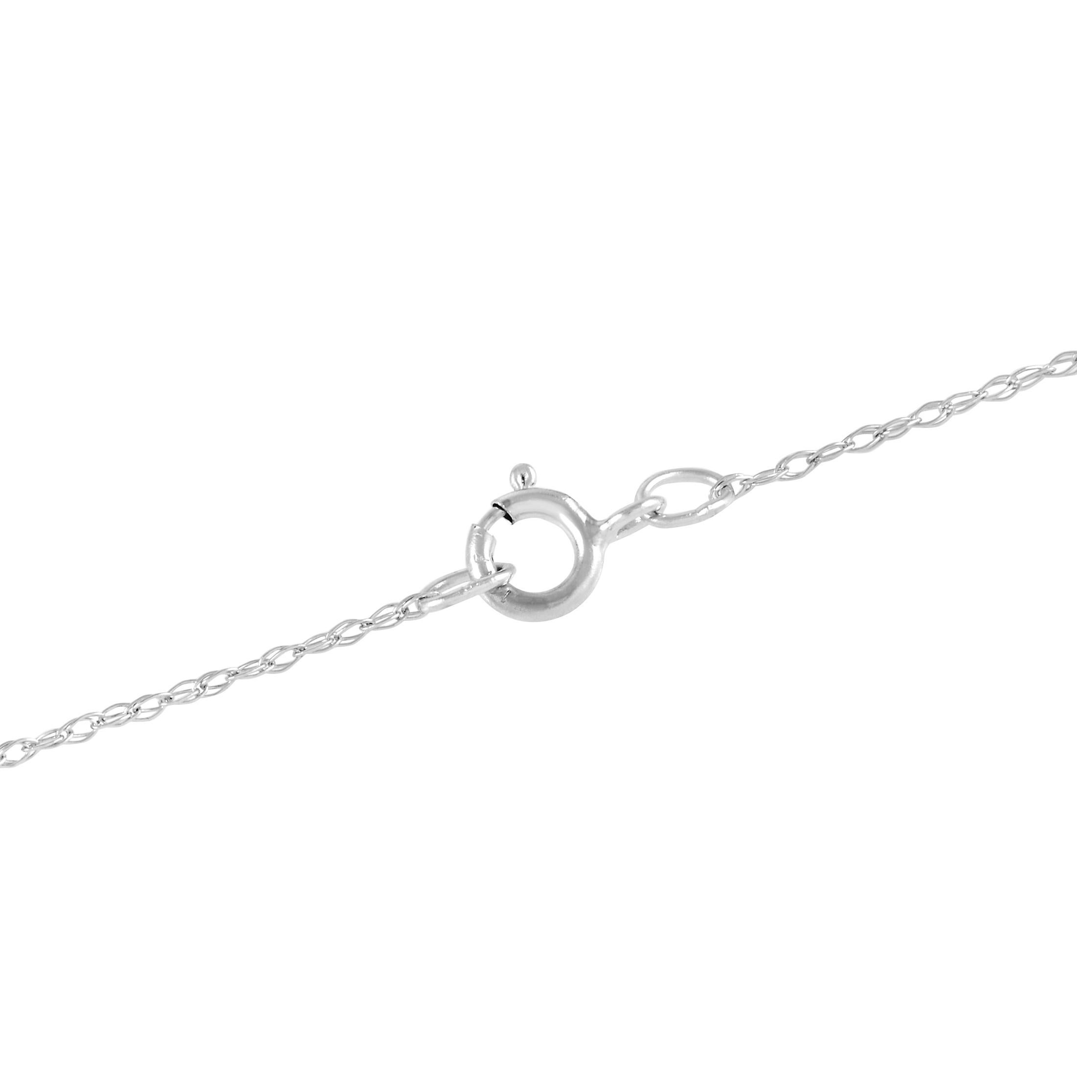 Round Cut LB Exclusive 14K White Gold 0.10ct Diamond Initial 'G' Necklace