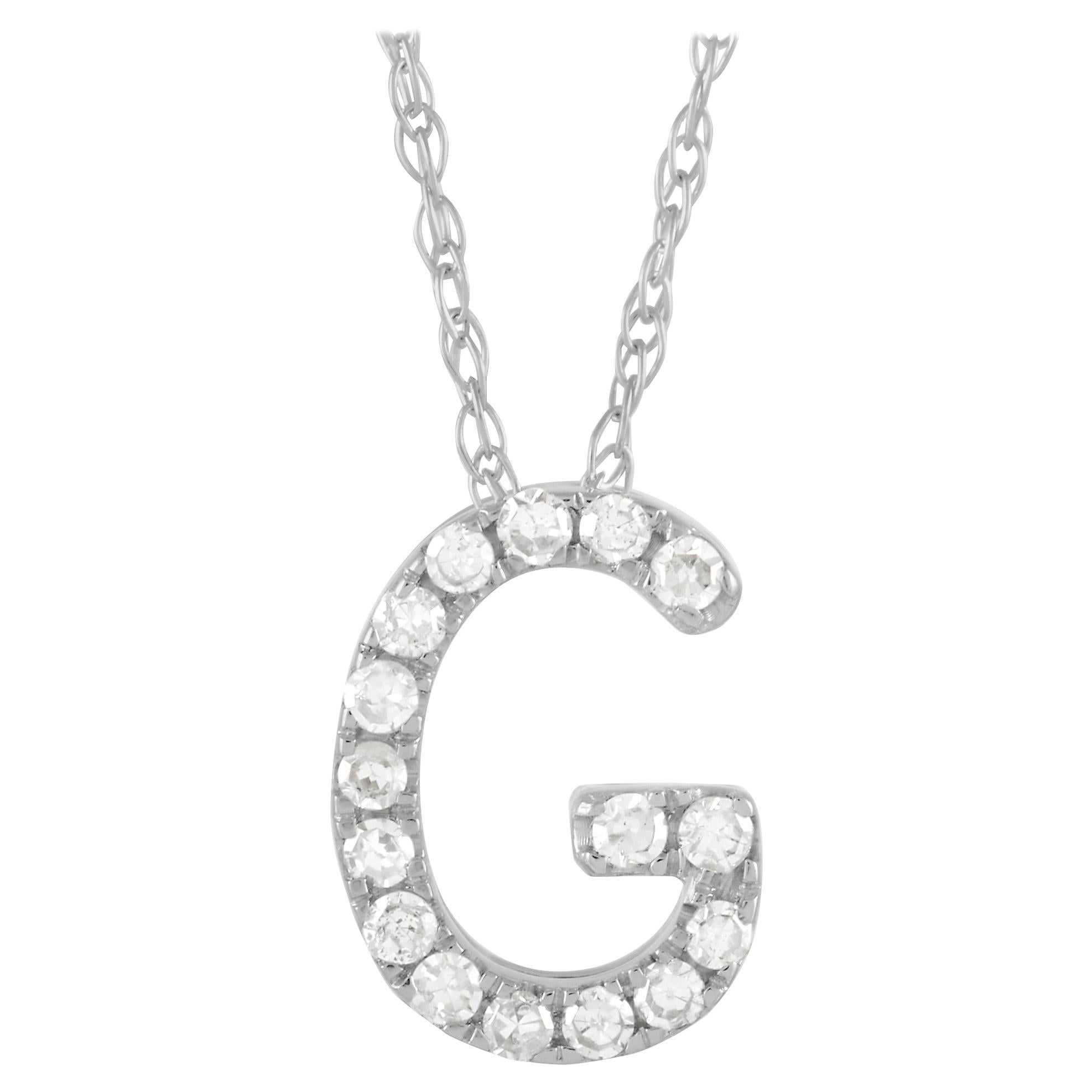 LB Exclusive 14K White Gold 0.10ct Diamond Initial 'G' Necklace