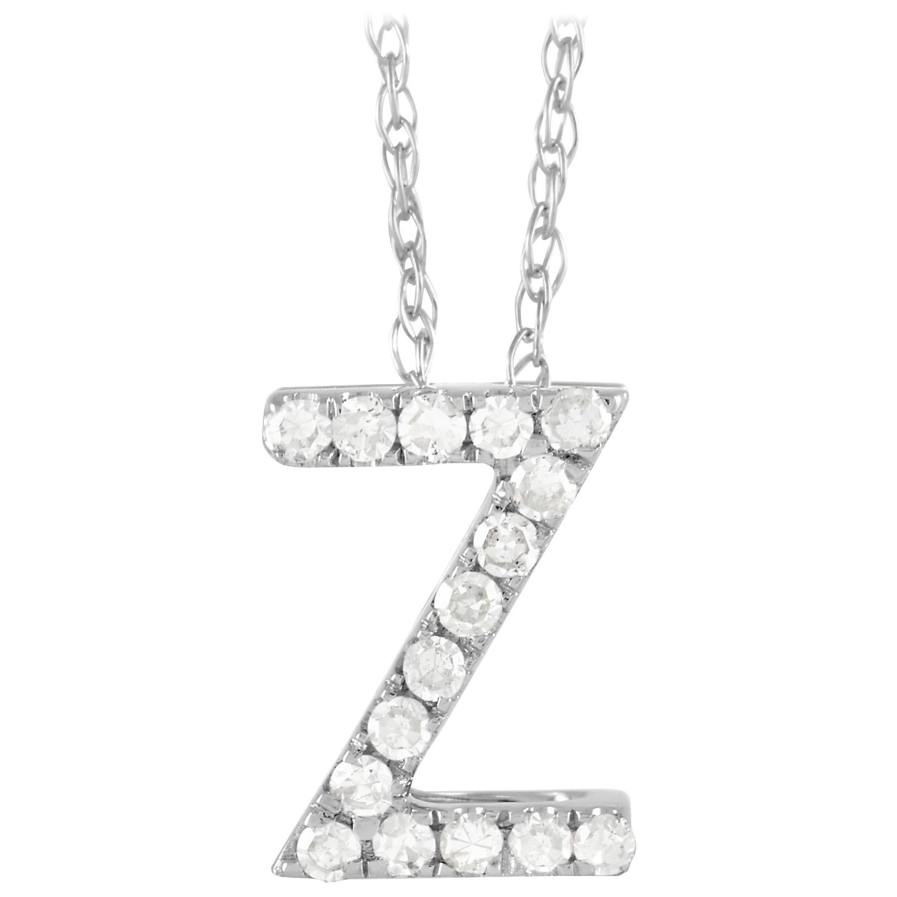 LB Exclusive 14K White Gold 0.10ct Diamond Initial 'Z' Necklace