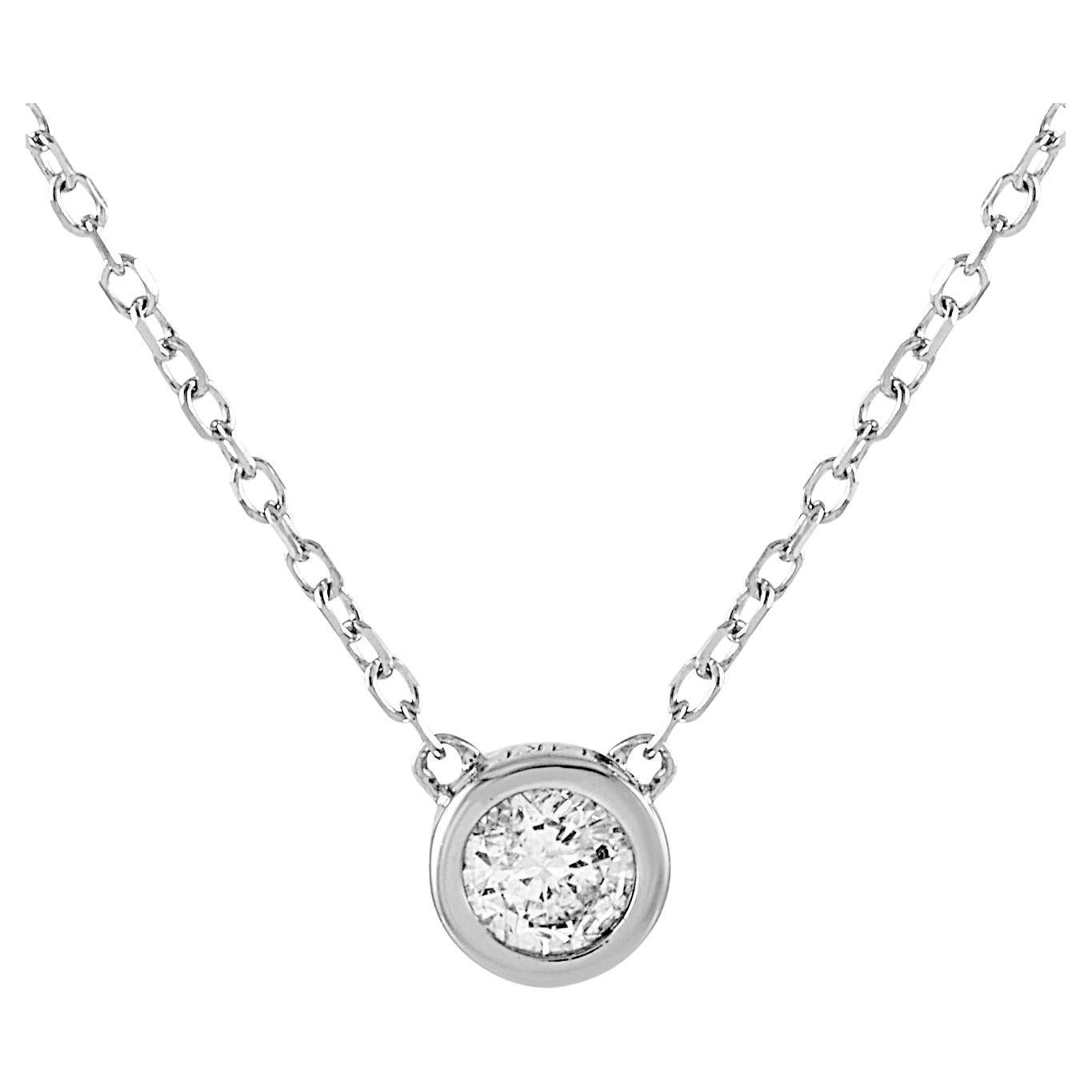 Lb Exclusive 14k White Gold 0.10 Carat Diamond Necklace For Sale