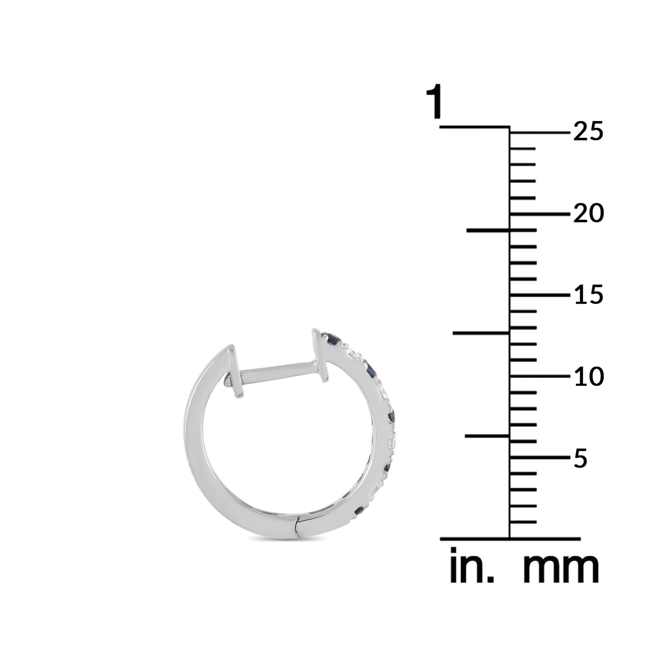 LB Exclusive 14K Weißgold 0,11 Karat Diamant und Saphir Ohrringe (Rundschliff)