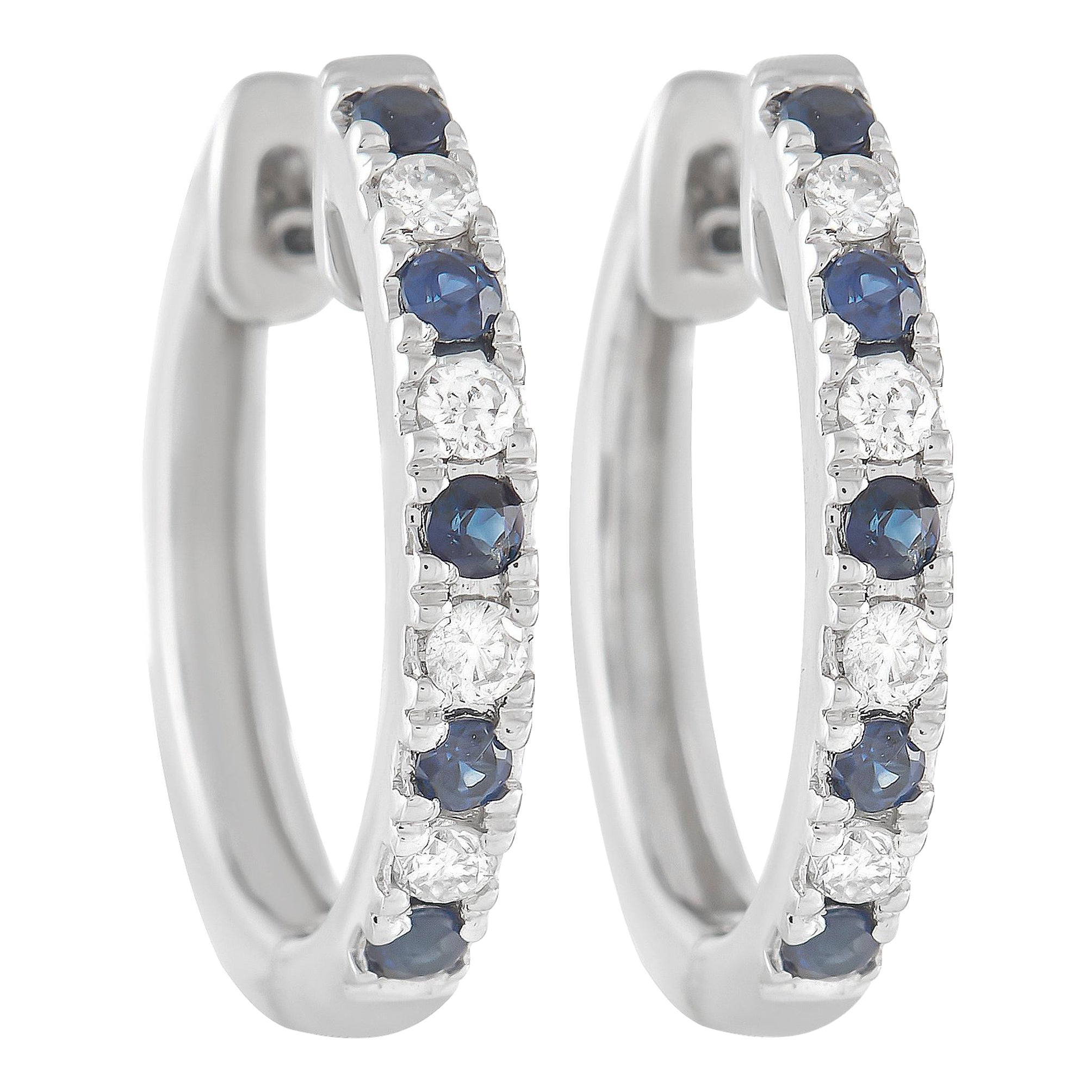 LB Exclusive 14K Weißgold 0,11 Karat Diamant und Saphir Ohrringe