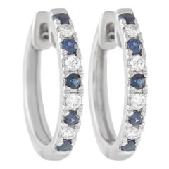 LB Exclusive 14K Weißgold 0,11 Karat Diamant und Saphir Ohrringe