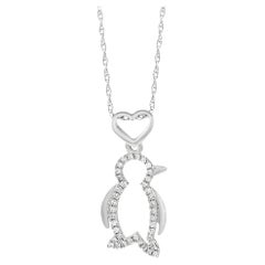 LB Exclusive 14K White Gold 0.11 ct Diamond Penguin Necklace