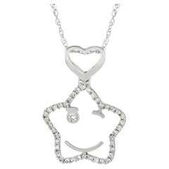 LB Exclusive 14K White Gold 0.11 ct Diamond Star Pendant Necklace