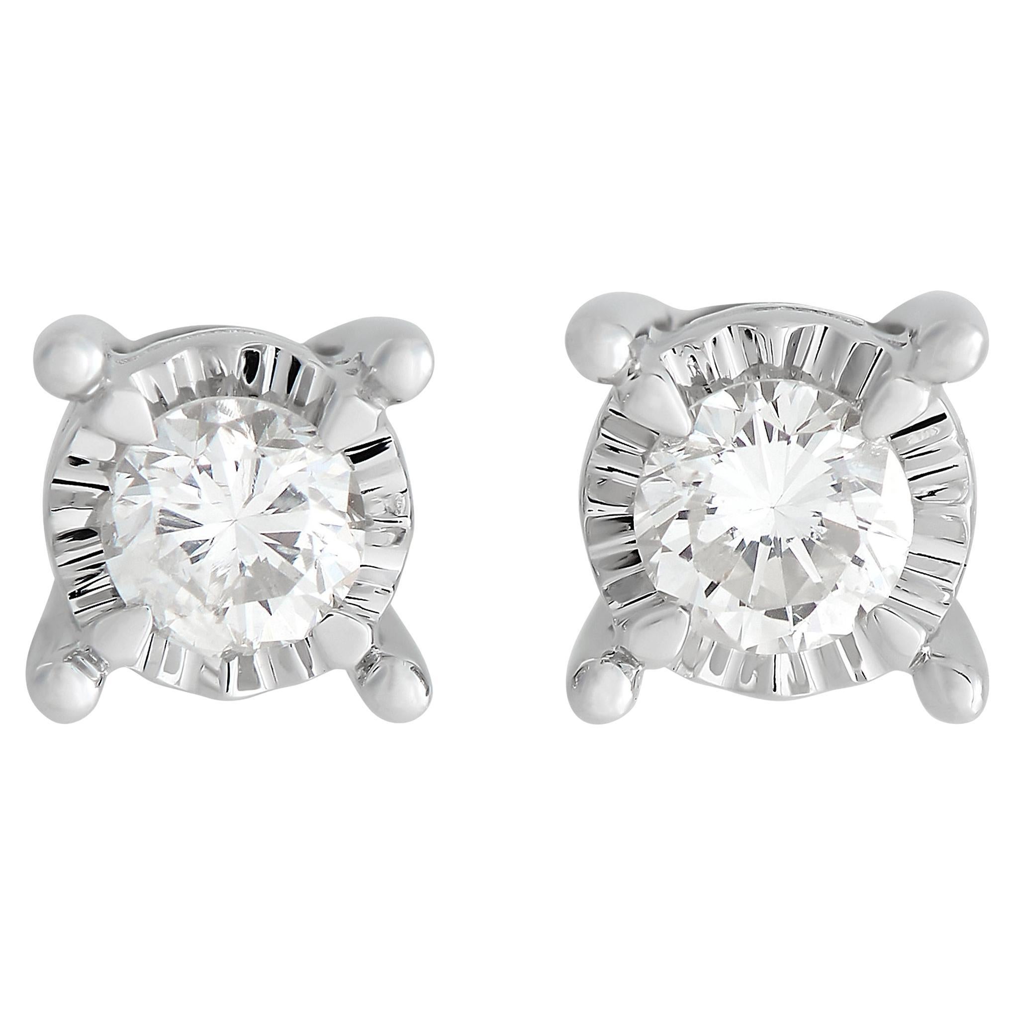 LB Exclusive 14k White Gold 0.11 Carat Diamond Stud Earrings