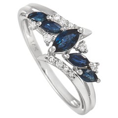LB Exclusive 14K White Gold 0.12 ct Diamond and Sapphire Ring