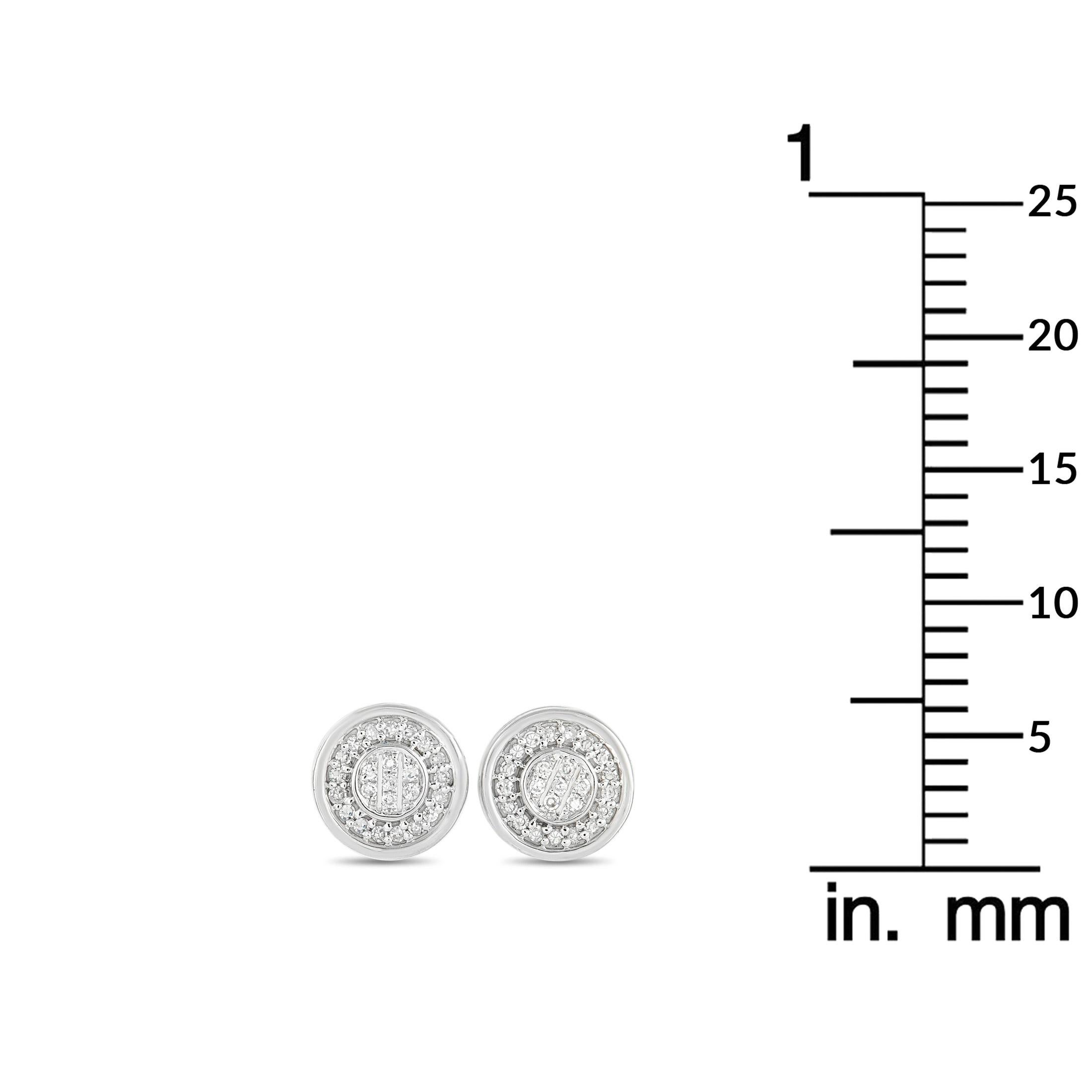 Round Cut LB Exclusive 14K White Gold 0.12 Ct Diamond Earrings