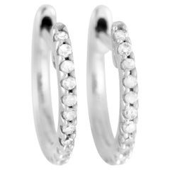 LB Exclusive 14K White Gold 0.12 Ct Diamond Small Hoop Earrings