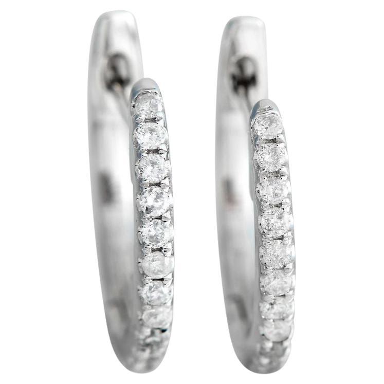 LB Exclusive .35 Carat VS1 G Color Diamond White Gold Small Hoop Huggie
