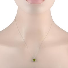 LB Exclusive 14K White Gold 0.12ct Diamond and Peridot Necklace PD4-16273WPE