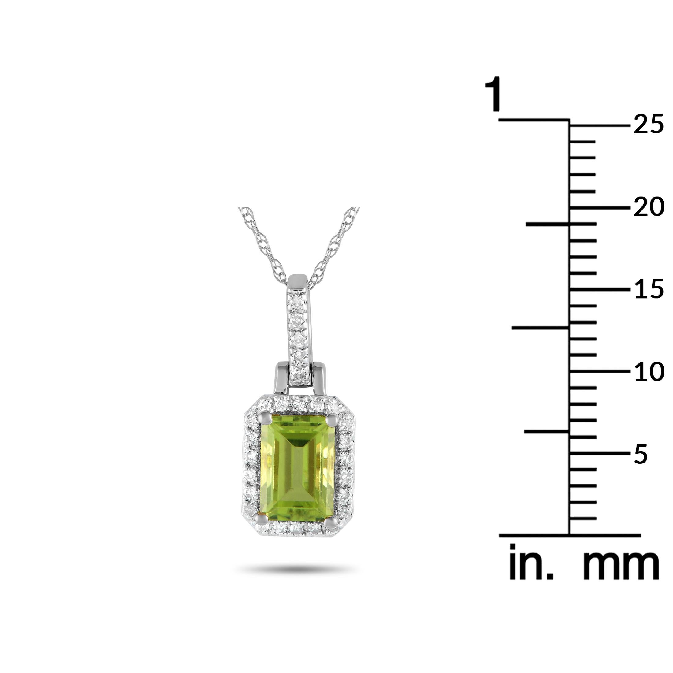LB Exclusive 14K White Gold 0.12ct Diamond & Emerald-Cut Necklace PD4-15501 WPE In New Condition For Sale In Southampton, PA