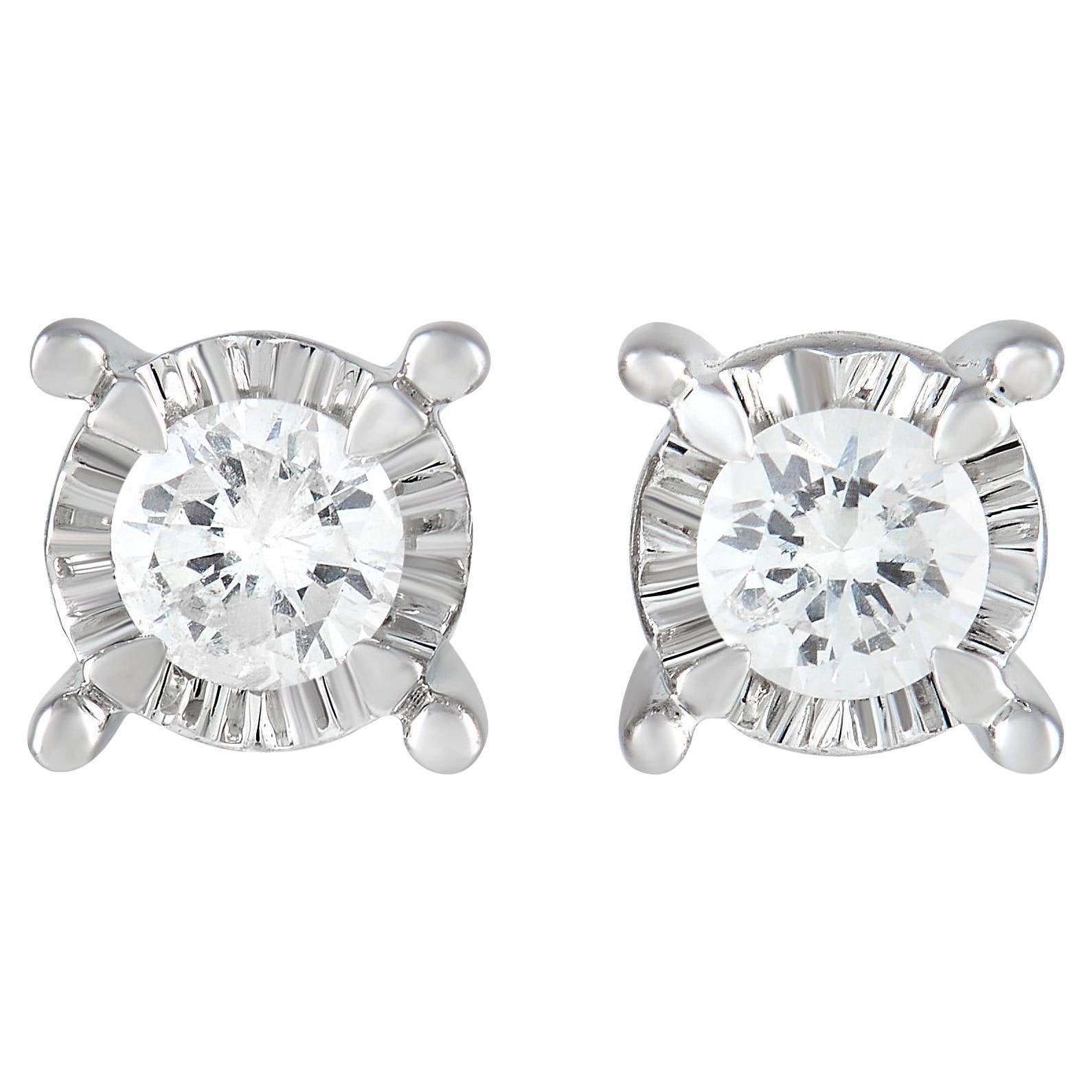 LB Exclusive 14K White Gold 0.13 Ct Diamond Stud Earrings For Sale