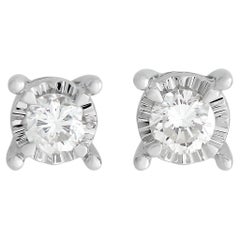 Clous d'oreilles LB Exclusive en or blanc 14 carats avec diamants 0,13 carat