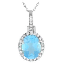 LB Exclusive 14K Weißgold 0,13ct Diamant & Topas Anhänger Halskette PD4-15500WTB