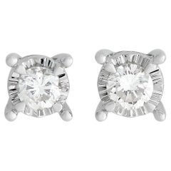 LB Exclusive 14k White Gold 0.14 Carat Diamond Stud Earrings