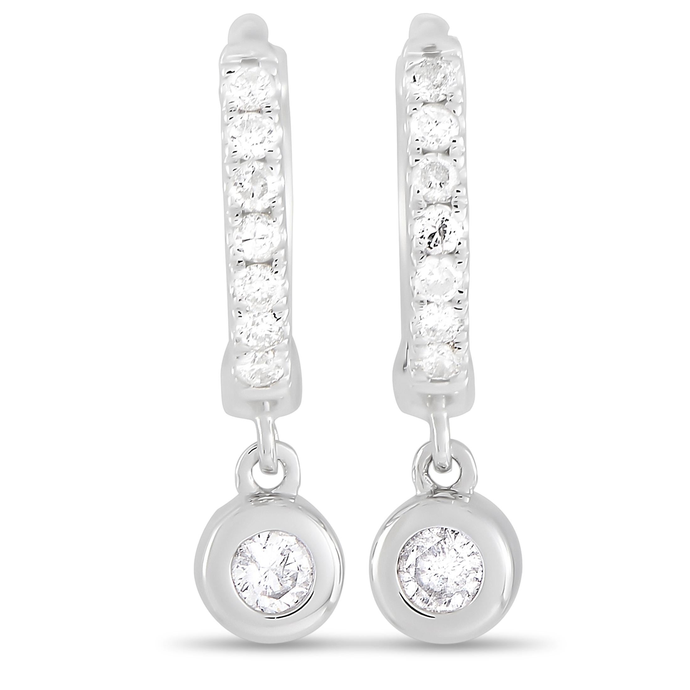 LB Exclusive Orecchini a goccia in oro bianco 14k con diamanti da 0,15 carati In condizioni Nuovo in vendita a Southampton, PA