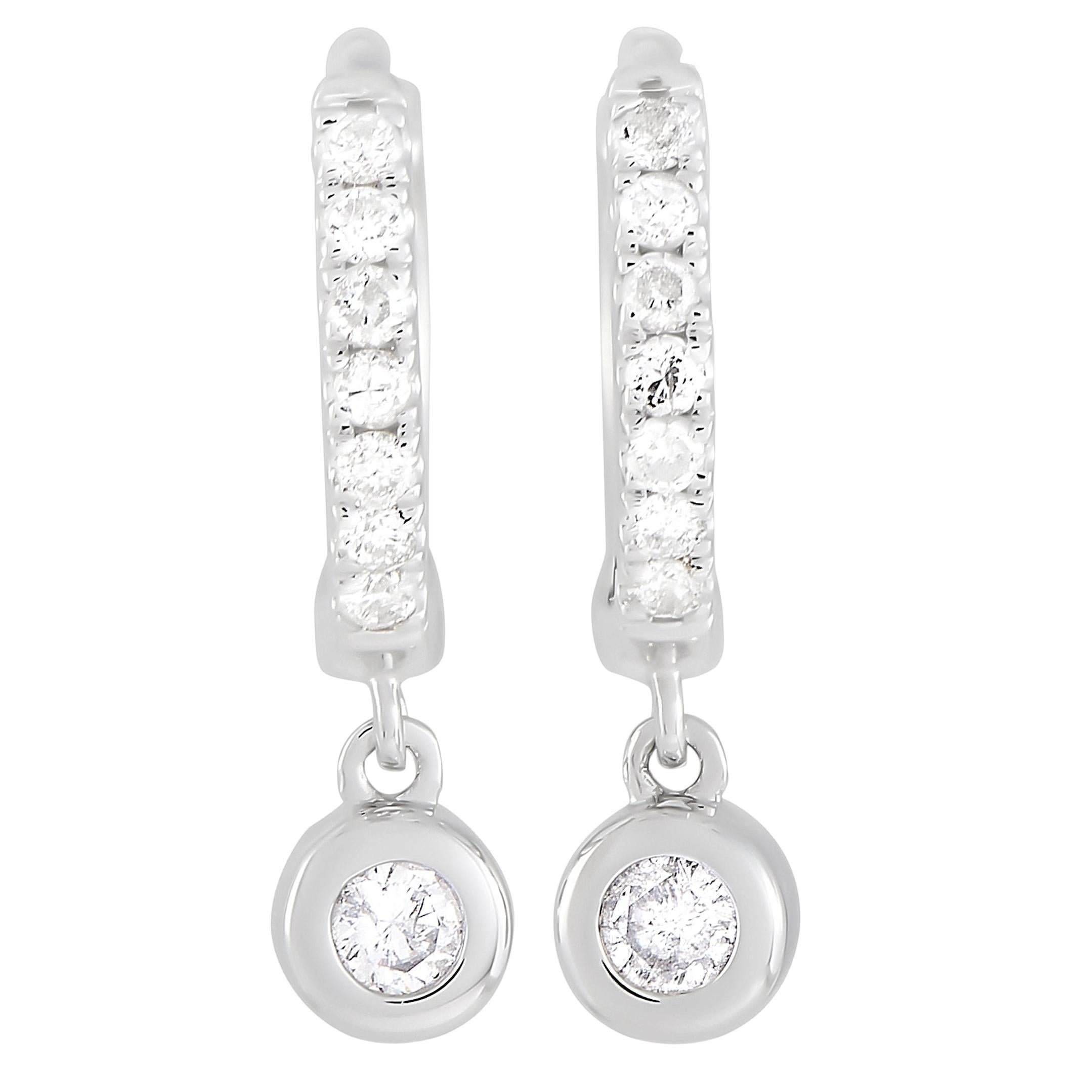 LB Exclusive Orecchini a goccia in oro bianco 14k con diamanti da 0,15 carati