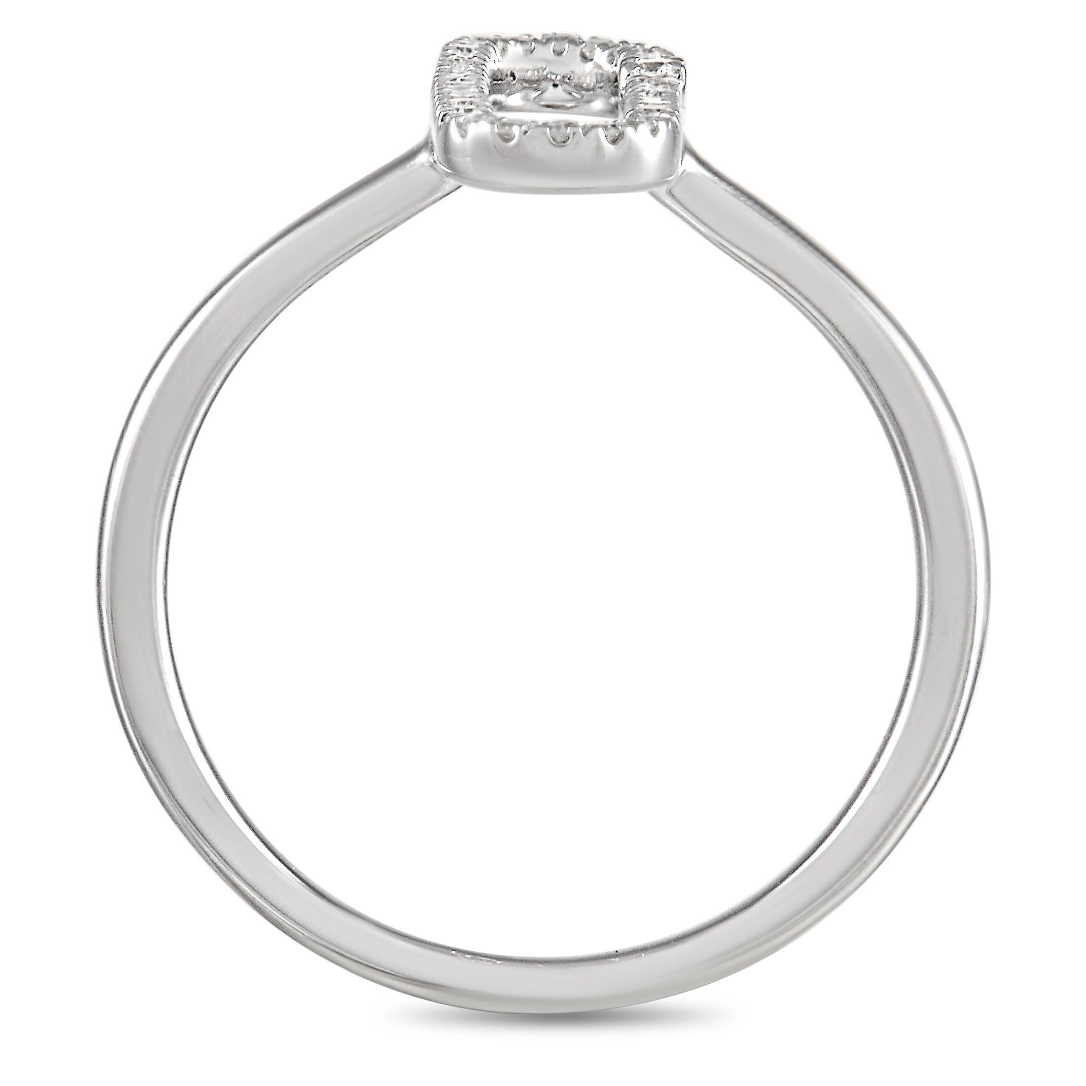 A chic, minimalist design gives this ring a contemporary appearance. At the center of the 14K White Gold setting - which features a top height and band width measuring 1mm - you’ll find an oval-shaped accent with dramatic negative space at the