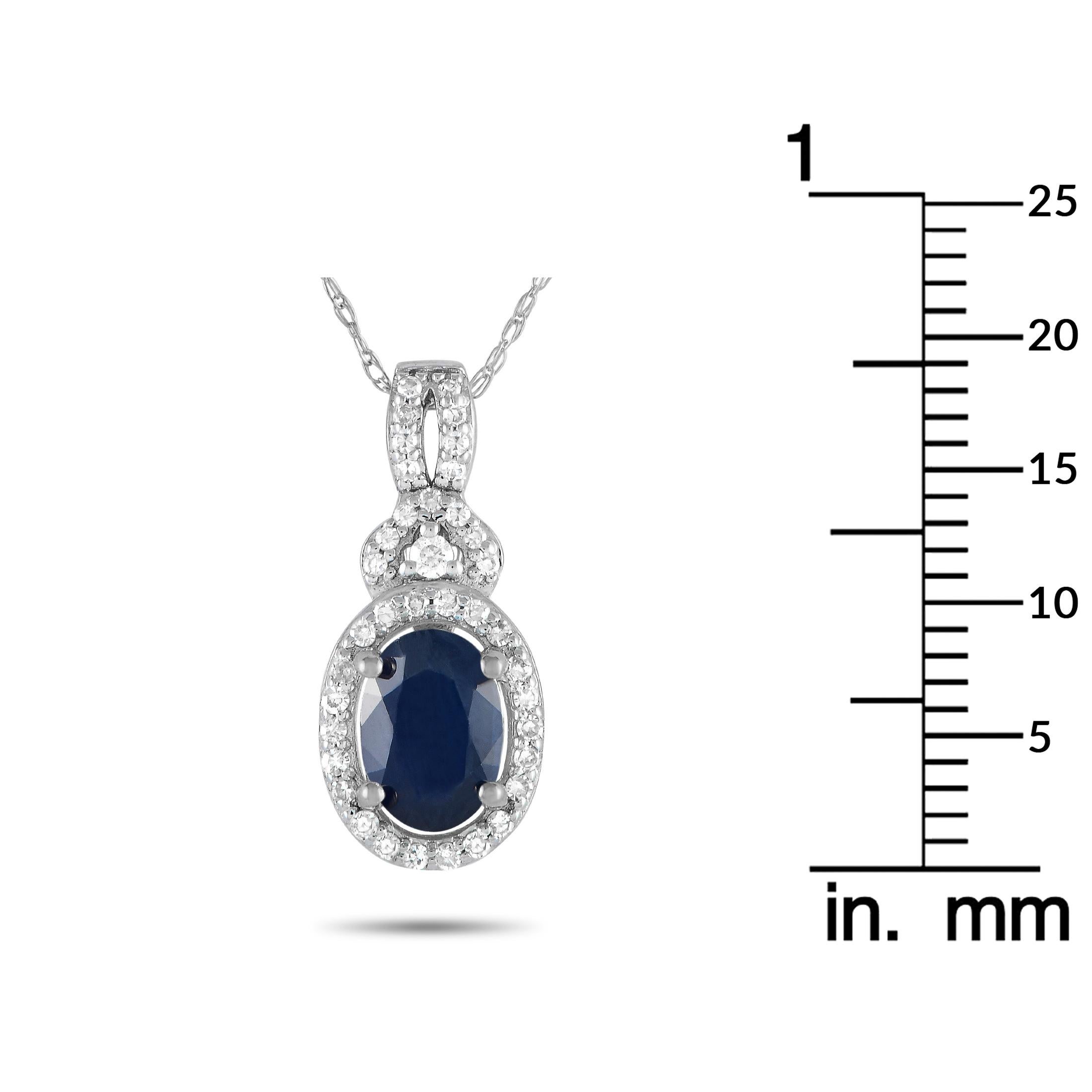 LB Exclusive 14K White Gold 0.15ct Diamond and Sapphire Necklace PD4-15738WSA In New Condition For Sale In Southampton, PA