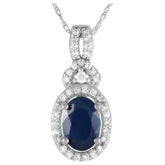 LB Exclusive 14K Weißgold 0,15ct Diamant und Saphir Halskette PD4-15738WSA