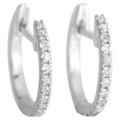 LB Exclusive 14k White Gold 0.15 Carat Diamond Hoop Earrings