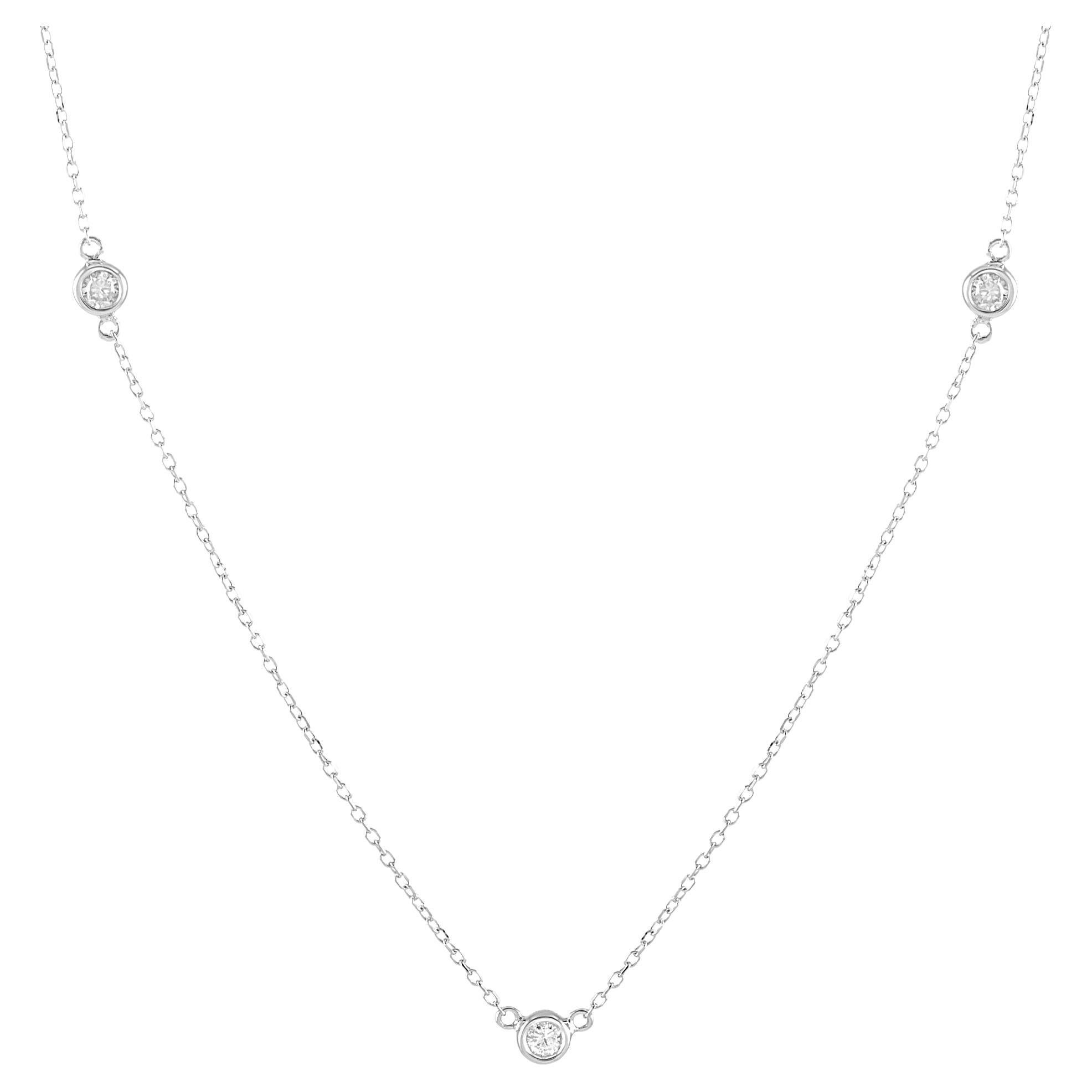 LB Exclusive Collier en or blanc 14 carats avec diamants 0,15 carat