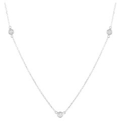 LB Exclusive Collier en or blanc 14 carats avec diamants 0,15 carat