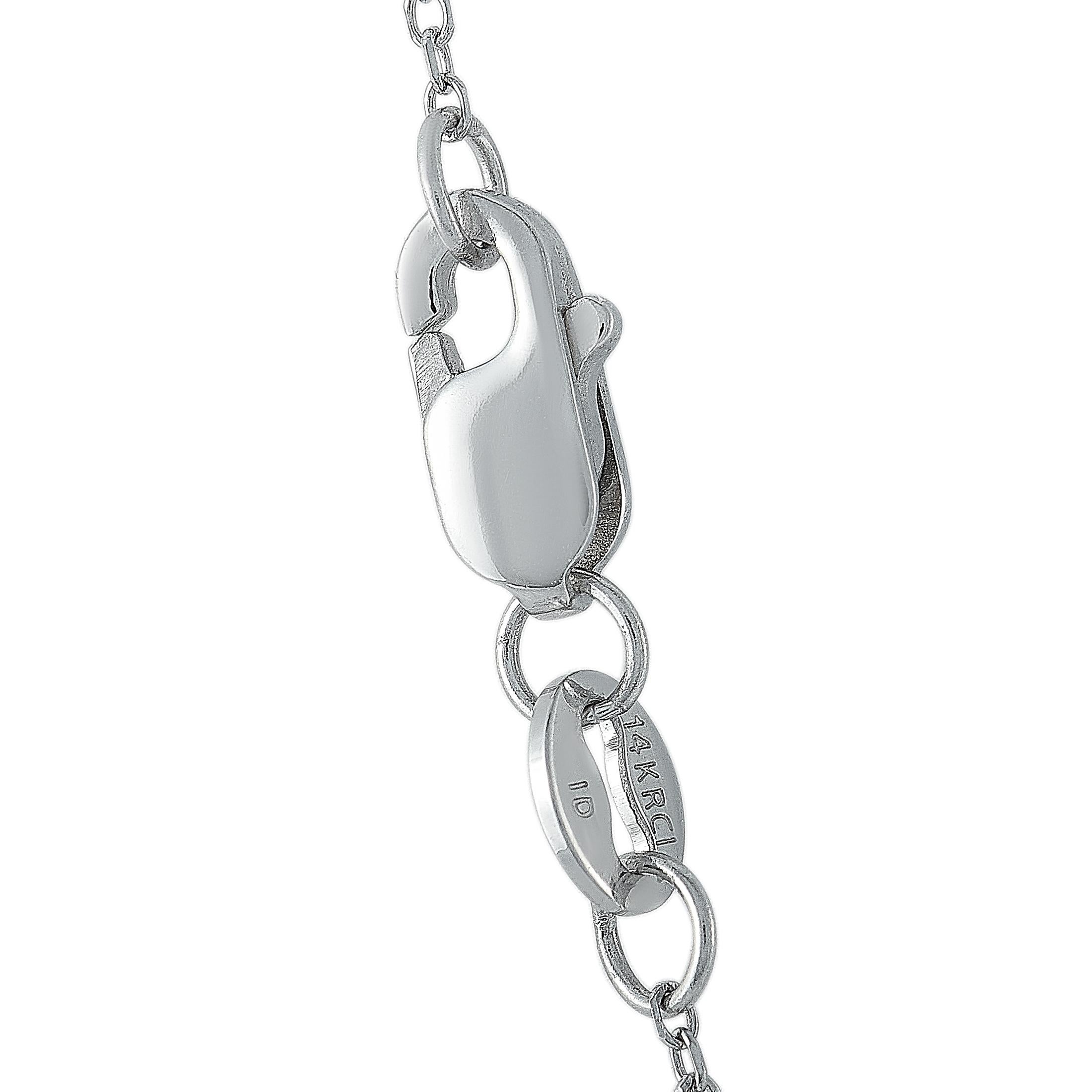 Round Cut LB Exclusive 14k White Gold 0.15 Carat Diamond Pendant Necklace For Sale